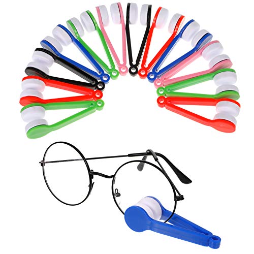 FRIUSATE 12 Pcs Glasses Cleaner,Glasses Cleaning Clips Eyeglass Lens Cleaner Microfiber Spectacles Soft Brush